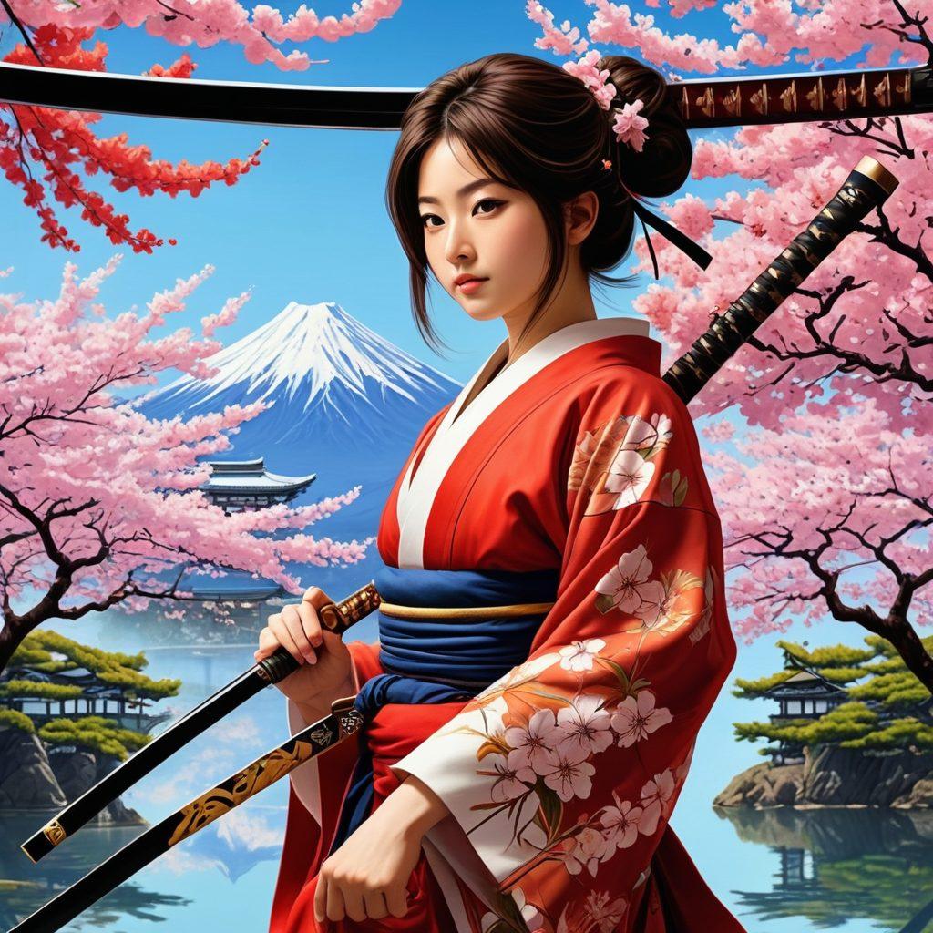 A colorful collage depicting the evolution of hentai, starting with traditional Japanese art on one side, transitioning to modern American digital styles on the other. Include iconic elements like cherry blossoms, samurai swords, and contemporary digital screens displaying adult content. The background should blend these two cultures together with a harmonious flow. vibrant colors. super-realistic.